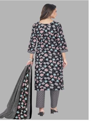 shree jeenmata collection Women Printed Regular Pure Cotton Kurta with Churidar & With Dupatta - Image 3