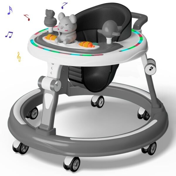 StarAndDaisy 360° Baby Walker 6-24 Months / 7 Level Height Adjustment Walker for Kids Boy and Girl with Intergrated RGB Lights, Switchable Food & Musical Toy Tray/Premium Baby Activity Walker