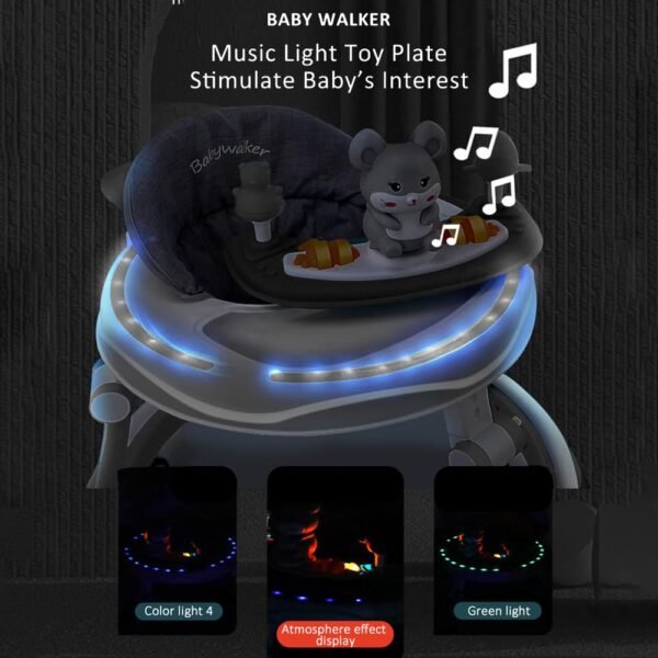 StarAndDaisy 360° Baby Walker 6-24 Months / 7 Level Height Adjustment Walker for Kids Boy and Girl with Intergrated RGB Lights, Switchable Food & Musical Toy Tray/Premium Baby Activity Walker - Image 3