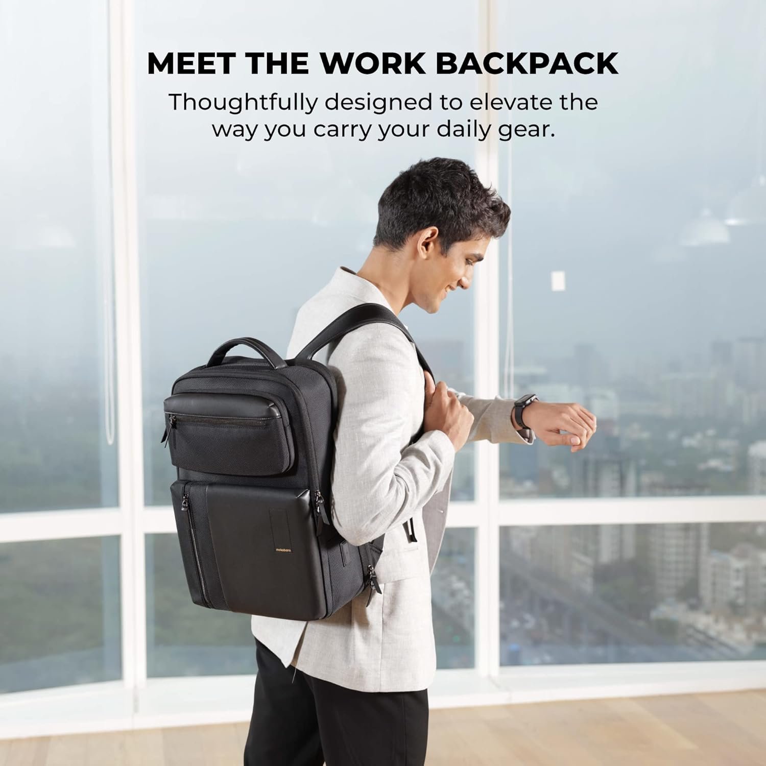 MOKOBARA The Work Backpack Premium Nylon - 19L (Black) Unisex Multipurpose Laptop Backpack with Dedicated Tech Compartment, Fits Upto 15.5" Laptop- Crypto - Image 2