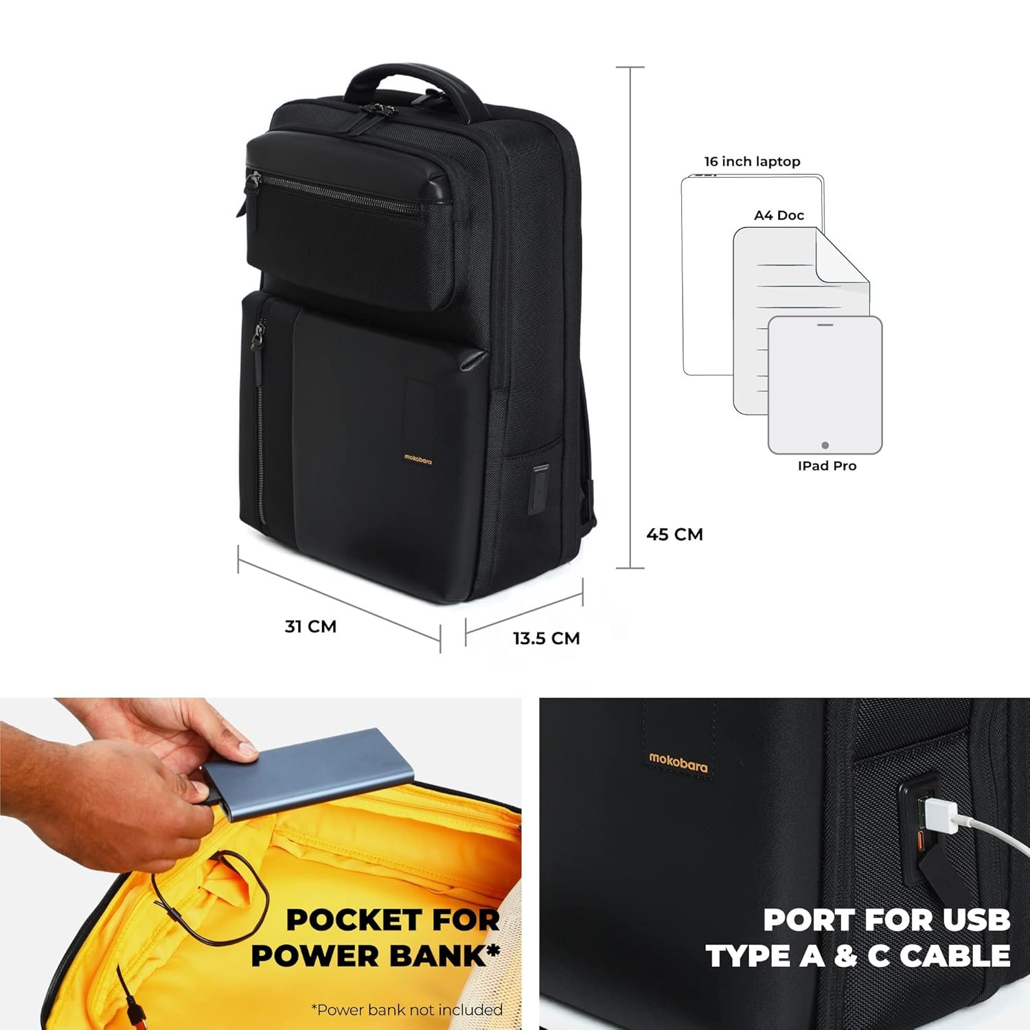 MOKOBARA The Work Backpack Premium Nylon - 19L (Black) Unisex Multipurpose Laptop Backpack with Dedicated Tech Compartment, Fits Upto 15.5" Laptop- Crypto - Image 4
