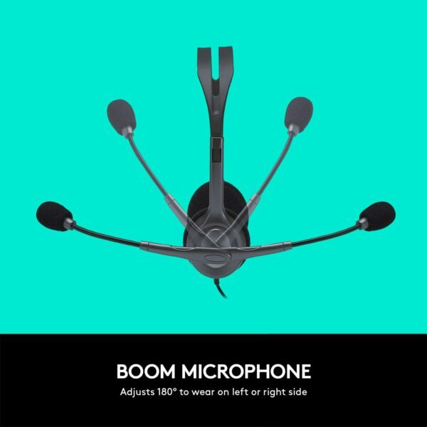 Logitech H111 Wired On Ear Headphones With Mic Black - Image 4