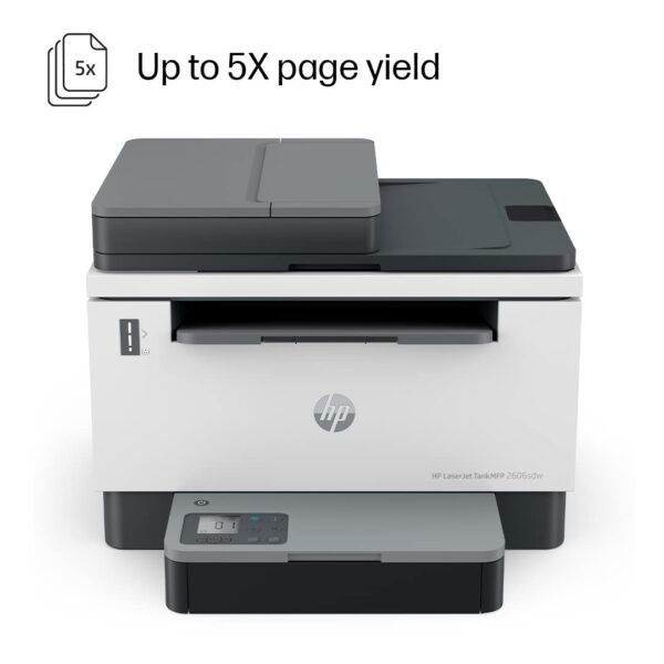 HP Laserjet Tank MFP 2606sdw, Wireless, Print, Copy, Scan, 40-Sheet ADF, Hi-Speed USB 2.0, Ethernet, Bluetooth LE, Up to 22 ppm, 250-sheet Input Tray, 1-Year Warranty, Black and White, 381U2A - Image 4
