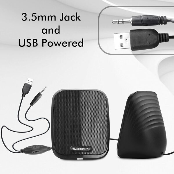ZEBRONICS Zeb-Fame 5watts 2.0 Multi Media Speakers with AUX, USB and Volume Control (Black) - Image 3