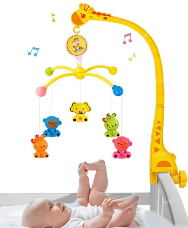 Zest 4 Toyz Musical Wind up Cot Mobile Bed Ring with Hanging Toys, Soft Soothing Music for Babies