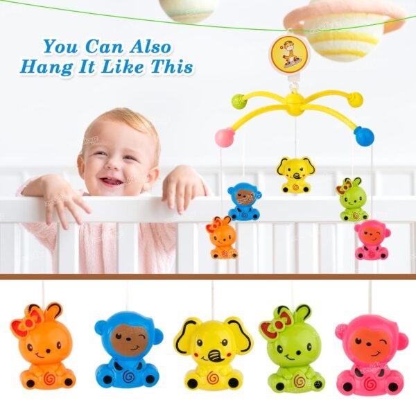 Zest 4 Toyz Musical Wind up Cot Mobile Bed Ring with Hanging Toys, Soft Soothing Music for Babies - Image 4