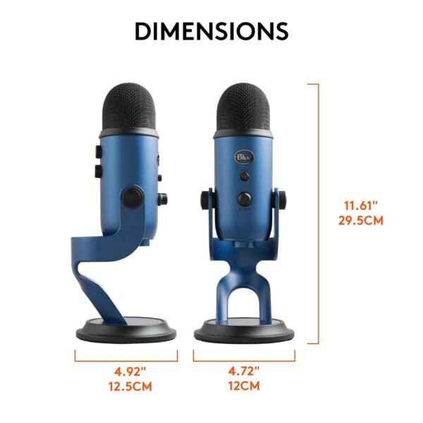 Blue Yeti USB Microphone for Recording, Streaming, Gaming, Podcasting on PC and Mac, Condenser Mic for Laptop or Computer with Blue VO!CE Effects, Adjustable Stand, Plug and Play - Midnight Blue - Image 3