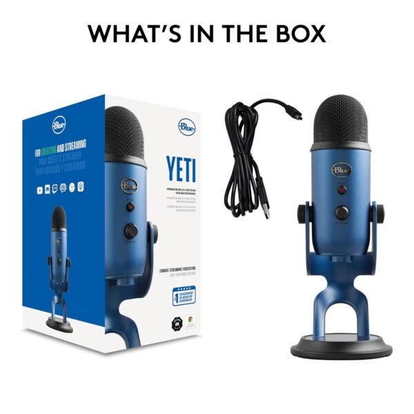Blue Yeti USB Microphone for Recording, Streaming, Gaming, Podcasting on PC and Mac, Condenser Mic for Laptop or Computer with Blue VO!CE Effects, Adjustable Stand, Plug and Play - Midnight Blue - Image 4