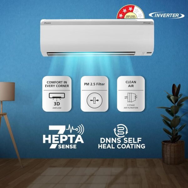 Daikin 1.5 Ton 3 Star Inverter Split AC (Copper, PM 2.5 Filter, Triple Display, Dew Clean Technology, Coanda Airflow, 2024 Model, MTKL50U, White) - Image 3