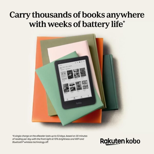 Kobo Clara BW | eReader | 6” Glare-Free Touchscreen with ComfortLight PRO | Dark Mode Option | Audiobooks | Waterproof | 16GB of Storage | Black - Image 4