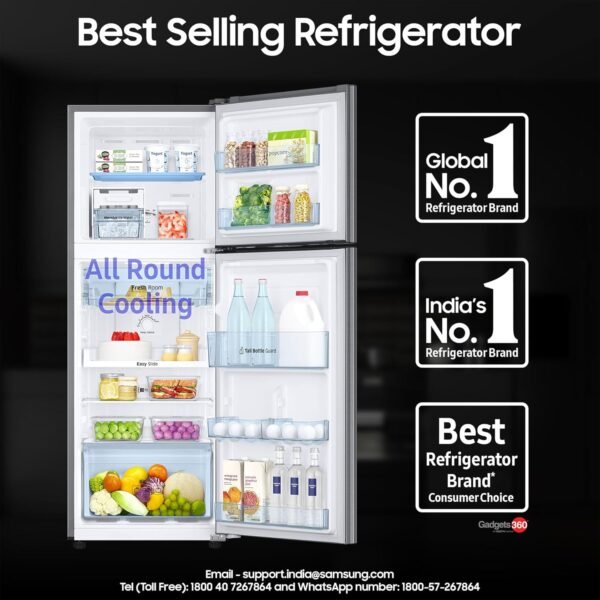 Samsung 236 L, 3 Star, Convertible, Digital Inverter with Display Frost Free Double Door Refrigerator (RT28C3733S8/HL, Silver, Elegant Inox, 2024 Model) - Image 4