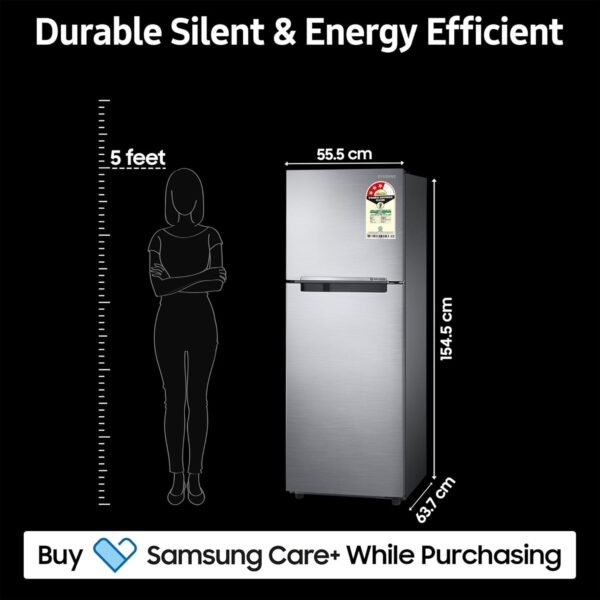 Samsung 236 L, 3 Star, Convertible, Digital Inverter with Display Frost Free Double Door Refrigerator (RT28C3733S8/HL, Silver, Elegant Inox, 2024 Model) - Image 5