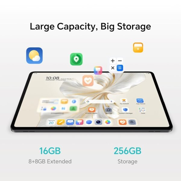 HONOR Pad 9 with Free Bluetooth Keyboard, 12.1-Inch 2.5K Display, 8GB, 256GB Storage, Snapdragon 6 Gen 1 (4nm), 8 Speakers, Up-to 17 Hours, Android 13, WiFi Tablet, Metal Body, Gray - Image 3