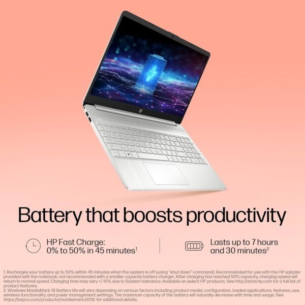 HP 15, 12th Gen Intel Core i5-1235U, 16GB DDR4, 512GB SSD, (Win 11, Office 21, Silver, 1.69kg), Anti-Glare, 15.6-inch(39.6cm) FHD Laptop, Intel Iris Xe Graphics, HD Camera, Backlit Keyboard, fy5009tu - Image 4