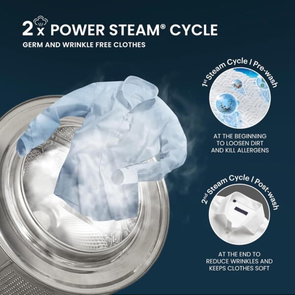IFB 9 Kg 5 Star Powered by AI with 9 Swirl Wash, WiFi, Fully Automatic Front Load Washing Machine (Executive SXN 9014K, Steam Refresh Program with Eco Inverter, Rich Silver) - Image 3