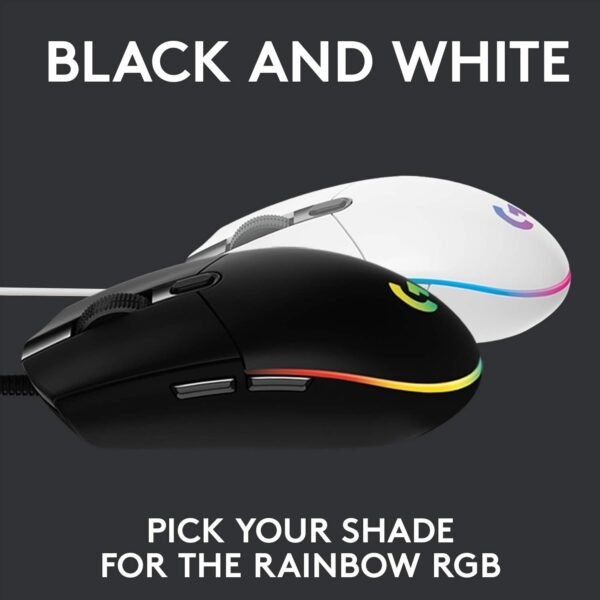 Logitech G102 USB Light Sync Gaming Mouse with Customizable RGB Lighting, 6 Programmable Buttons, Gaming Grade Sensor, 8K DPI Tracking, 16.8mn Color, Light Weight - Black - Image 4