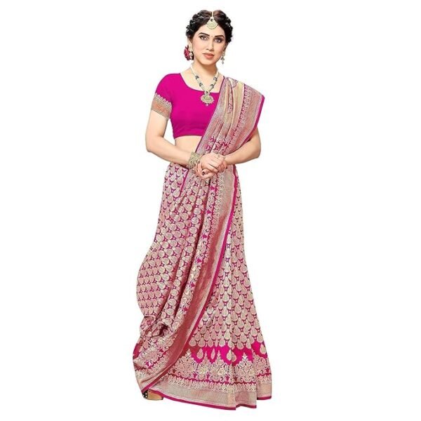 Yashika Women's Trendy Banarasi Kanjivaram Navy Color Art Silk Saree with Blouse Material - Image 2