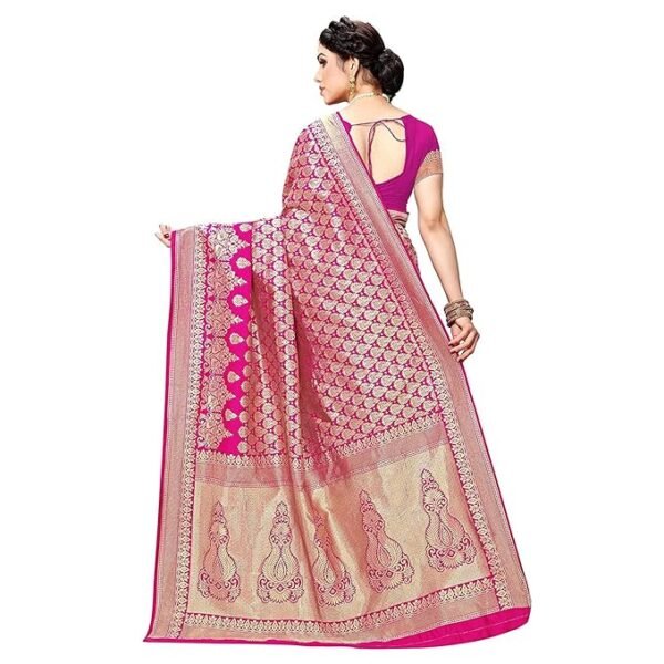 Yashika Women's Trendy Banarasi Kanjivaram Navy Color Art Silk Saree with Blouse Material - Image 5