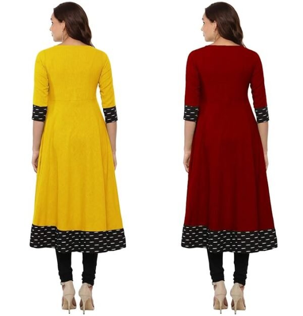 NATEK Cotton Anarkali Printed Border Kurtis for Women Combo Pack of 2 - Image 3