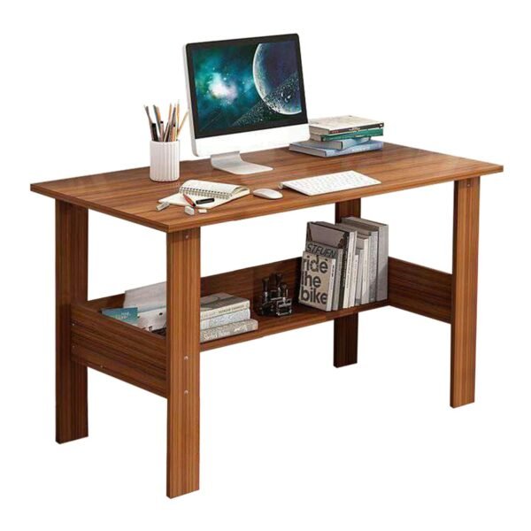 Lukzer Engineered Wood Computer Desk with One Tier Shelves Laptop Study Table for Office Home Workstation Writing Modern Desk (ST-004/Oak Brown / 90 x 50 x 77 cm) - Image 3
