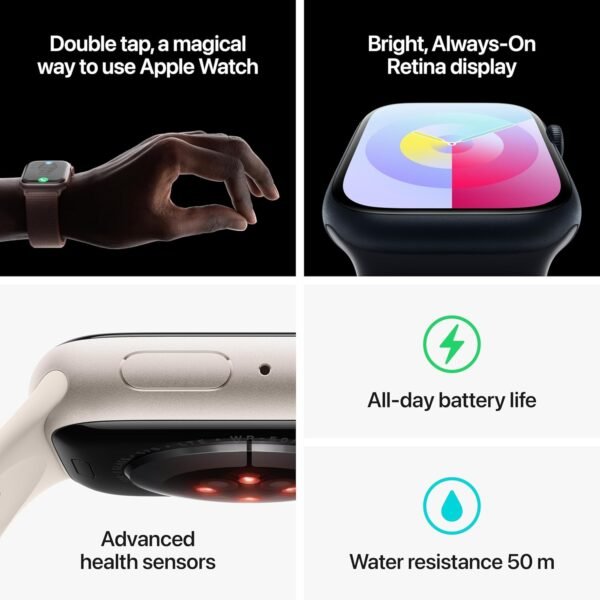 Apple Watch Series 9 [GPS + Cellular 41mm] Smartwatch with Silver Stainless steel Case with Storm Blue Sport Band S/M. Fitness Tracker, Blood Oxygen & ECG Apps,Always-On Retina Display,Water Resistant - Image 3