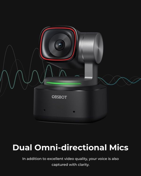 OBSBOT Tiny 2 4K Webcam with 1/1.5" Sensor, PTZ AI Tracking Multi- Mode, Auto Focus, Gesture Control, 60 FPS, Voice Control, HDR Light Correction, Webcam for PC, Streaming, Meeting, etc. - Image 2