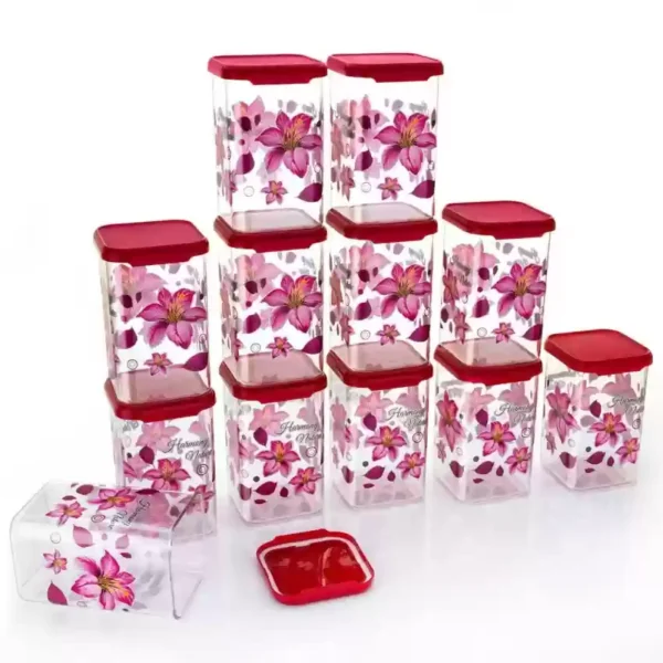 FlatKitch Plastic Grocery Container - 1100 ml  (Pack of 6, Pink) - Image 2
