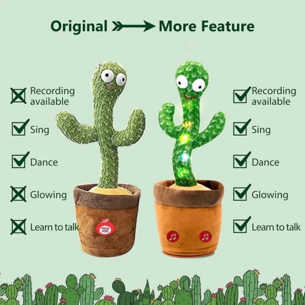 Chigy Wooh Cactus Toy Talking Cactus Plant Plush Toy Dancing Cactus Voice Repeat,Dancing,Recording,120 Songs For Babies Sunny Cactus Singing Toy  (Green) - Image 3