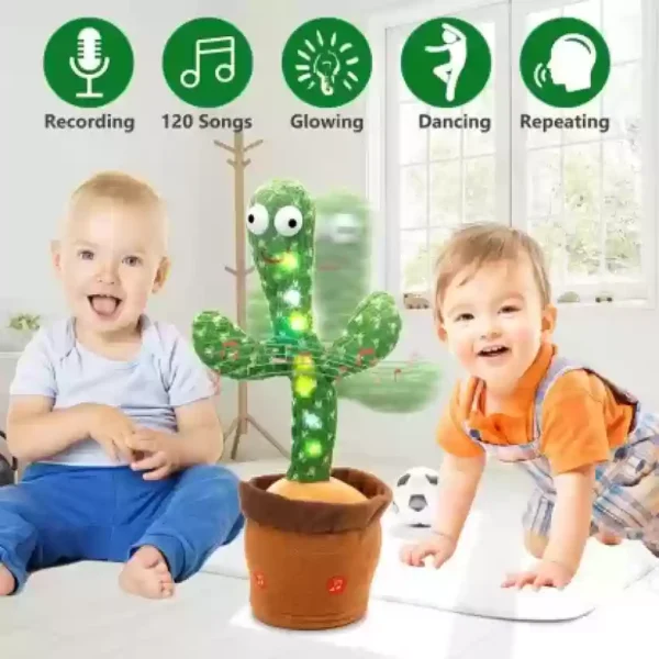 Chigy Wooh Cactus Toy Talking Cactus Plant Plush Toy Dancing Cactus Voice Repeat,Dancing,Recording,120 Songs For Babies Sunny Cactus Singing Toy  (Green) - Image 2