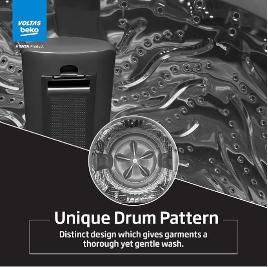 Voltas Beko, Top Load 7 Kg 5 Star Eco Wash/Monsoon Dry Fully-Automatic Washing Machine (WTL70, Water Reuse, Side Waterfall, Mansoon Dry, Dark Grey) - Image 3