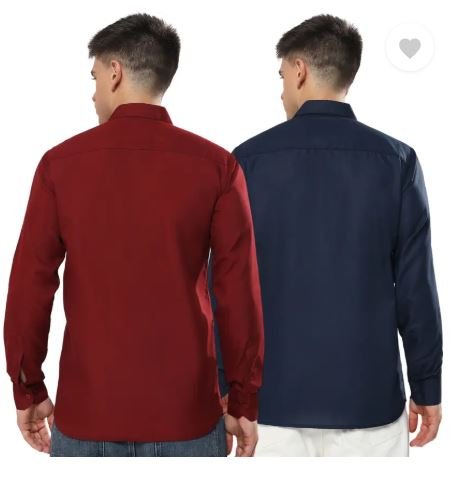 Men Regular Fit Solid Spread Collar Casual Shirt (Pack of 2) - Image 2